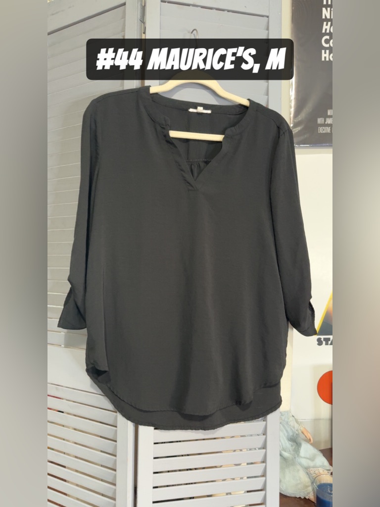 Maurice’s Black V Neck Blouse Medium Flowy Minimal Top